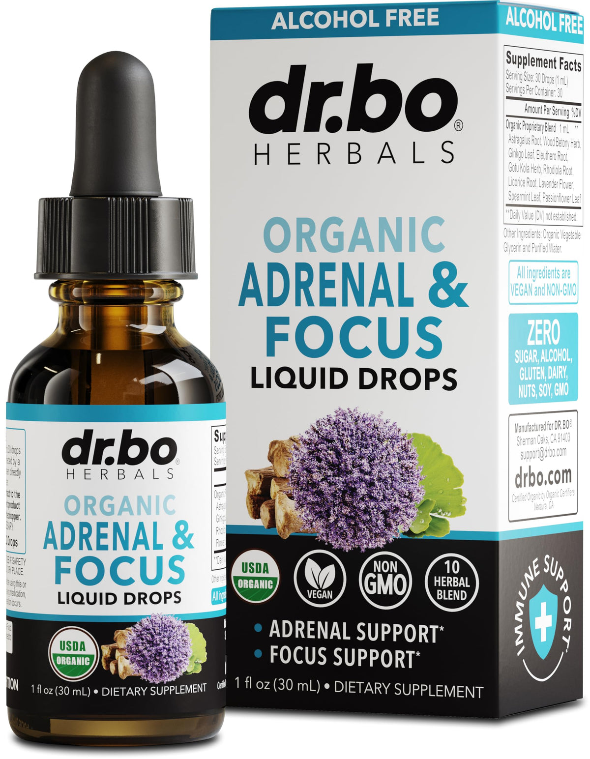 DR. BO Ginkgo Biloba Adrenal Support Drops front view