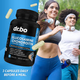 DR. BO Glucosamine Chondroitin MSM Turmeric supplement bottle with measuring spoon