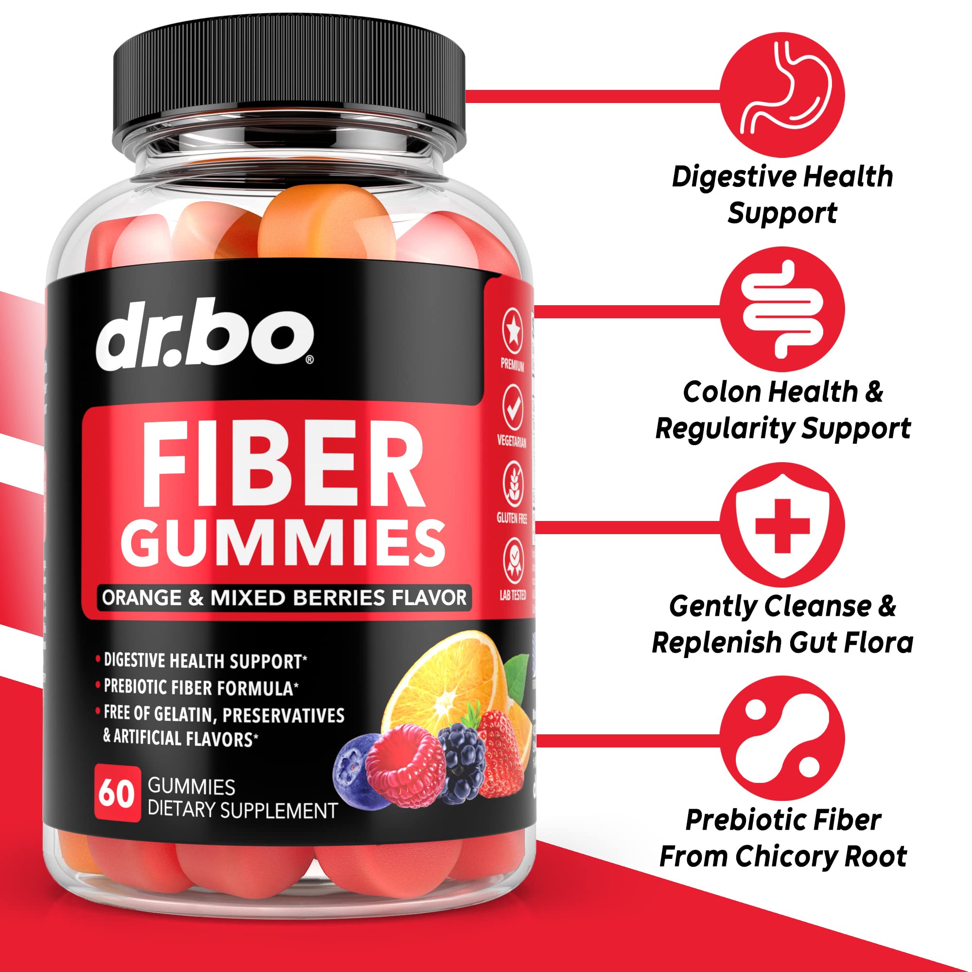DR. BO High Fiber Gummies close-up of gummies