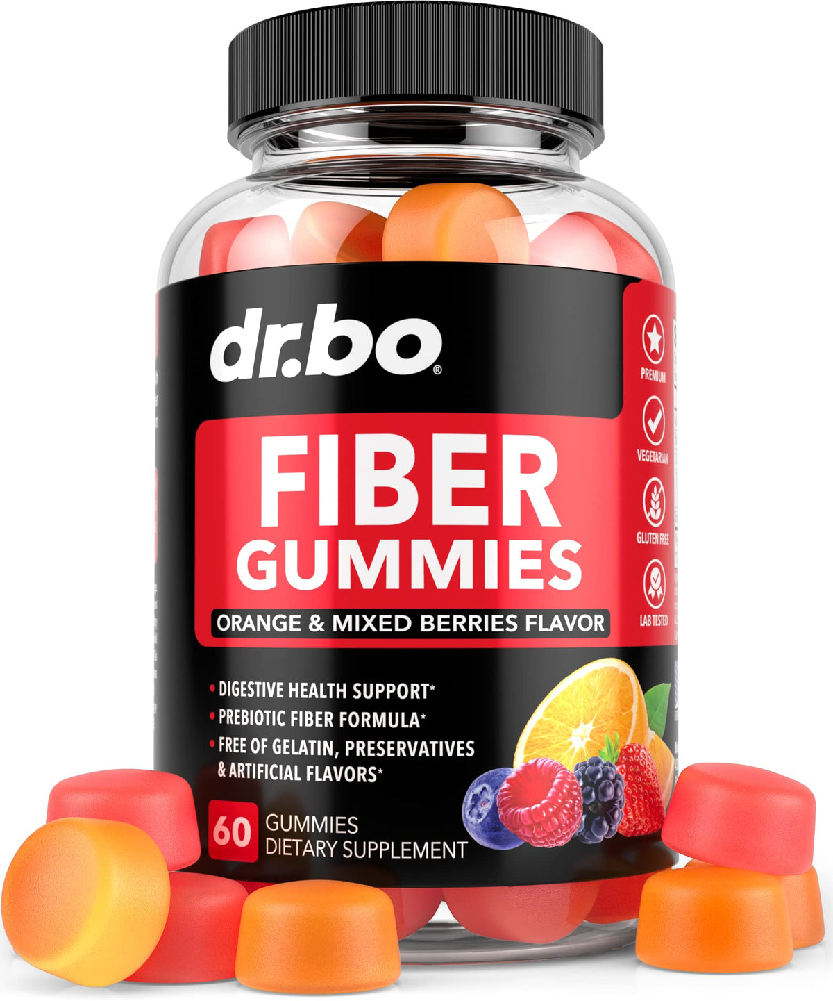 DR. BO High Fiber Gummies front view with packaging