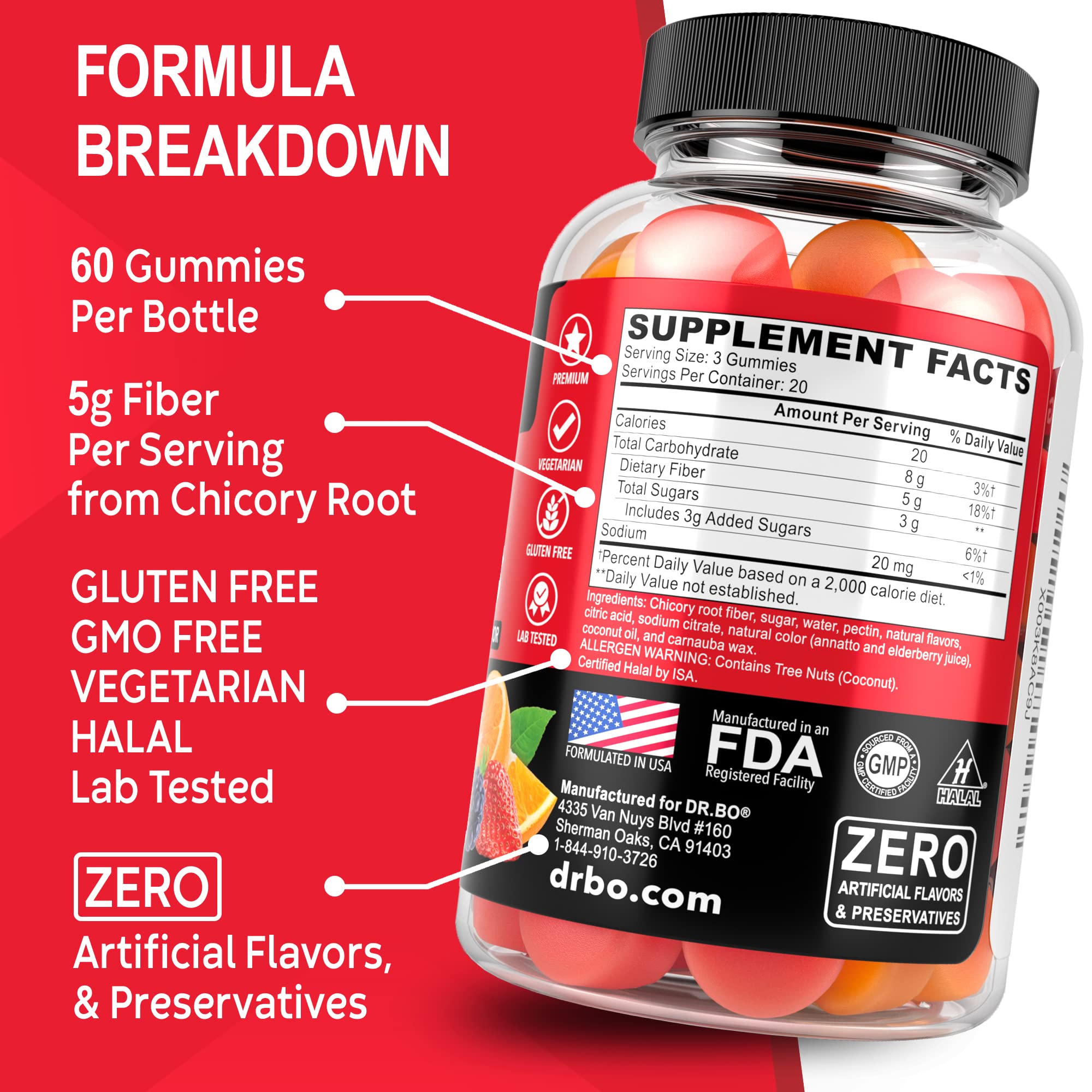 DR. BO High Fiber Gummies in a bowl