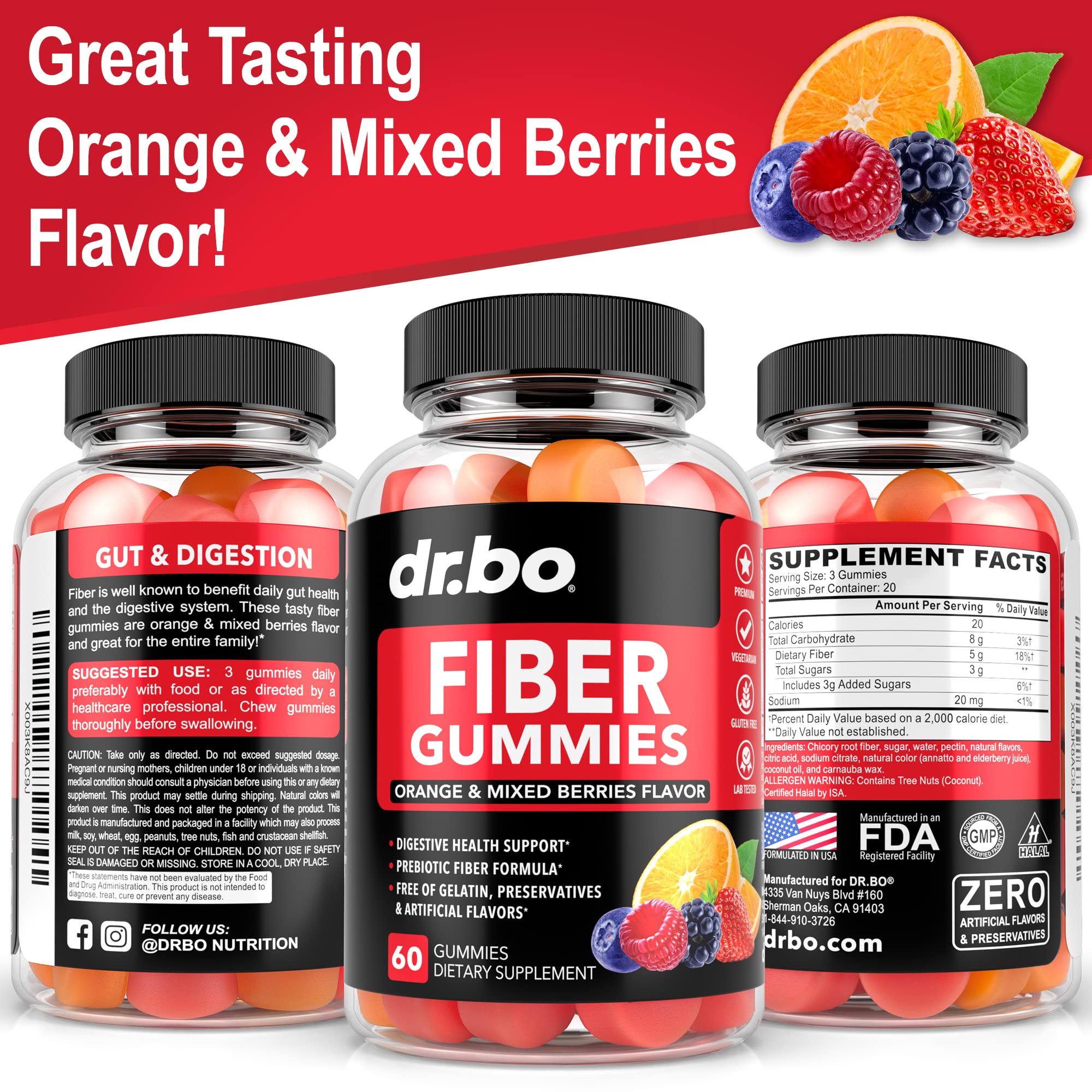 DR. BO High Fiber Gummies with chicory root