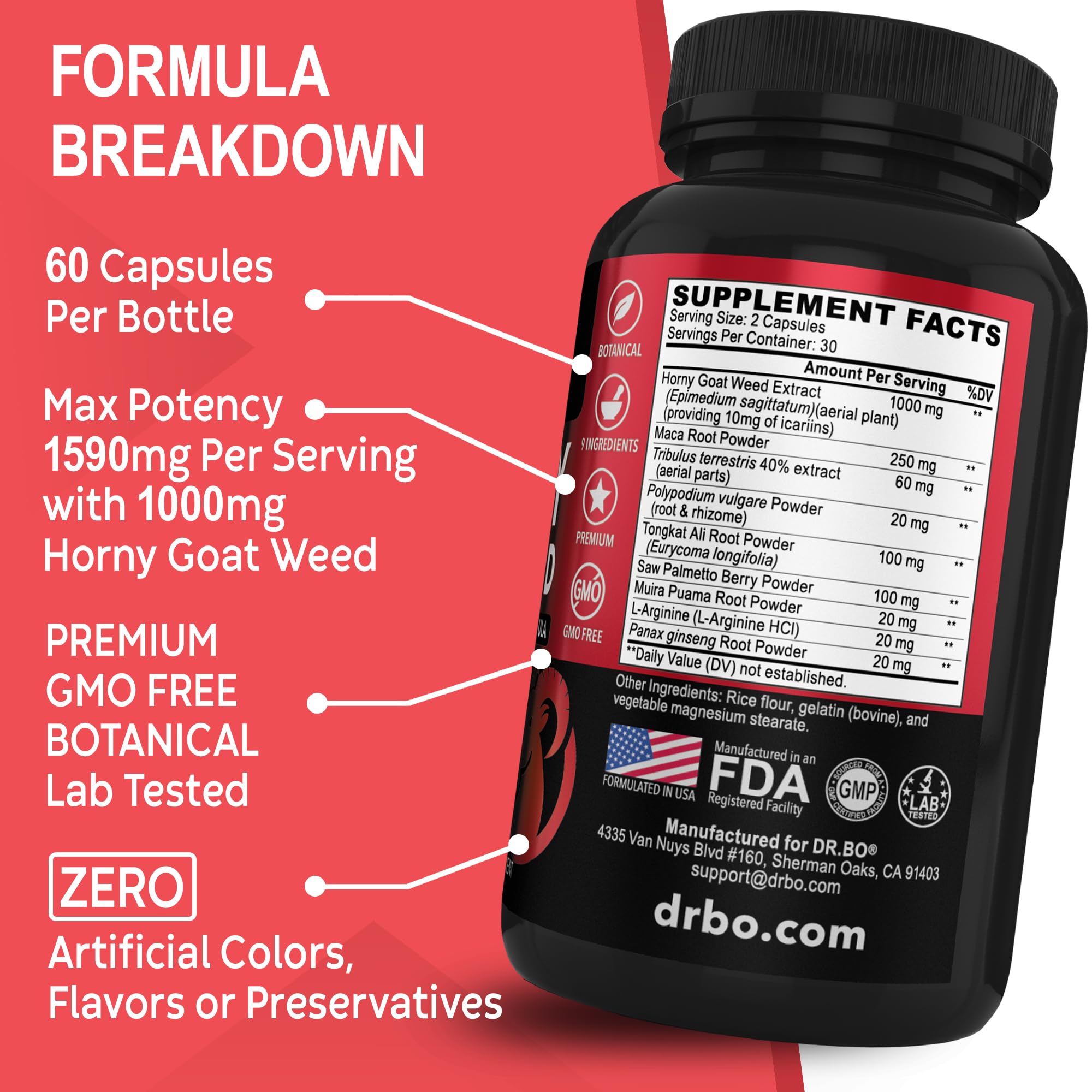 DR. BO Horny Goat Weed Supplement 1000mg packaging