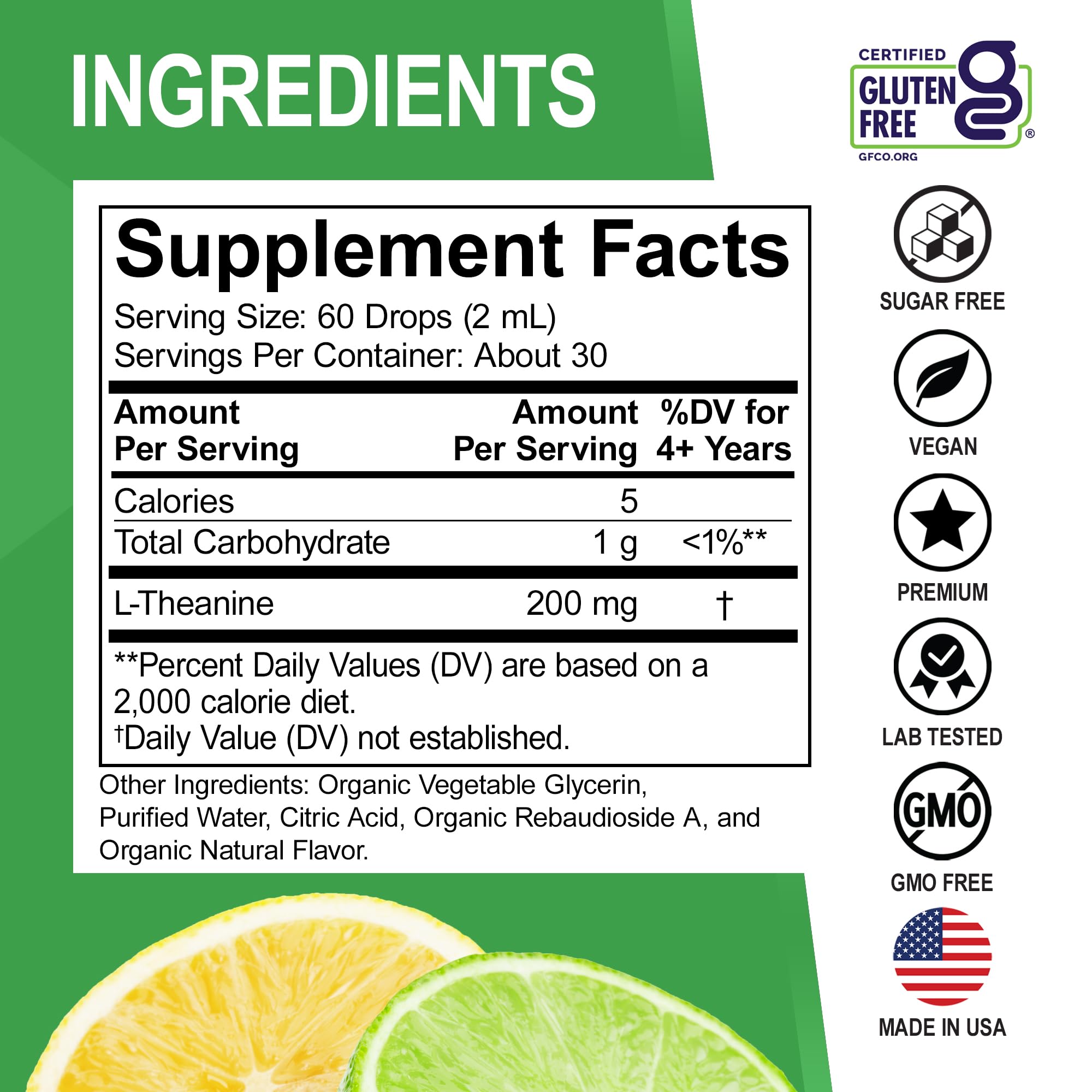 DR. BO L-Theanine 200mg Liquid Drops on a kitchen counter