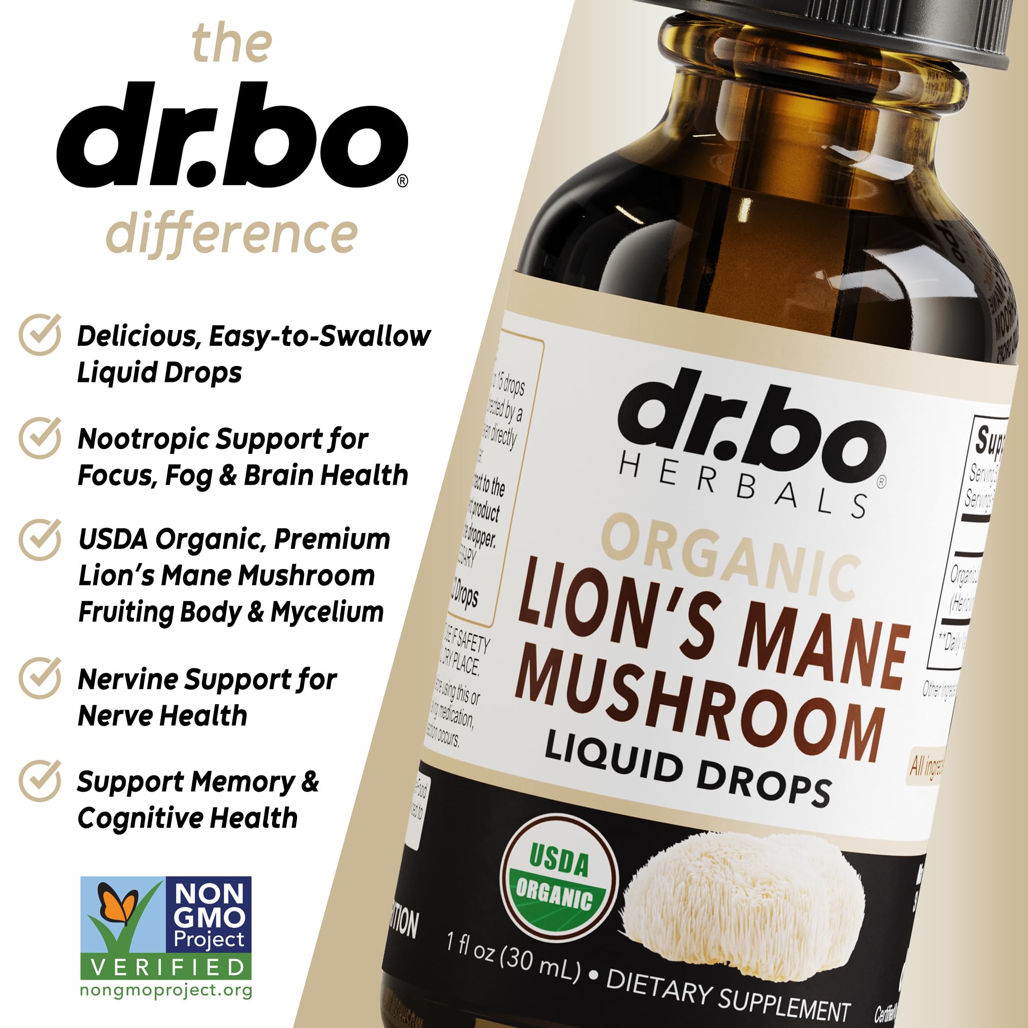 DR. BO Lion’s Mane Mushroom Supplement ingredients list