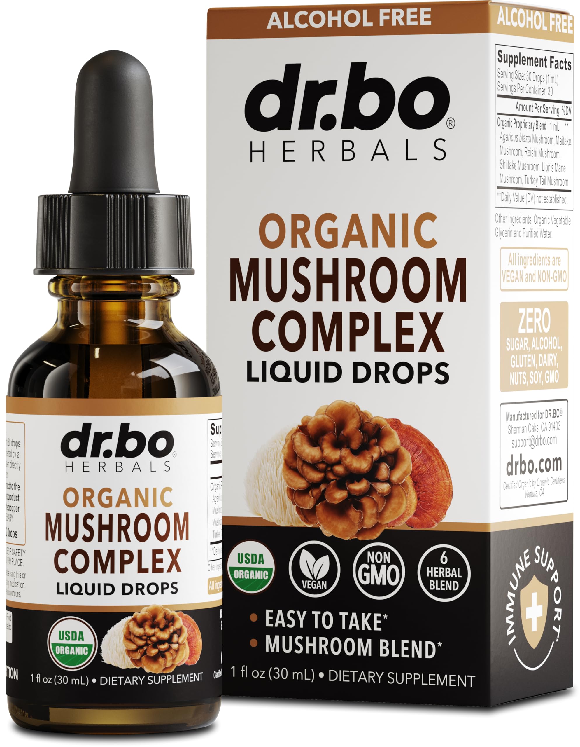 DR. BO Lions Mane Mushroom Complex Liquid Drops front view
