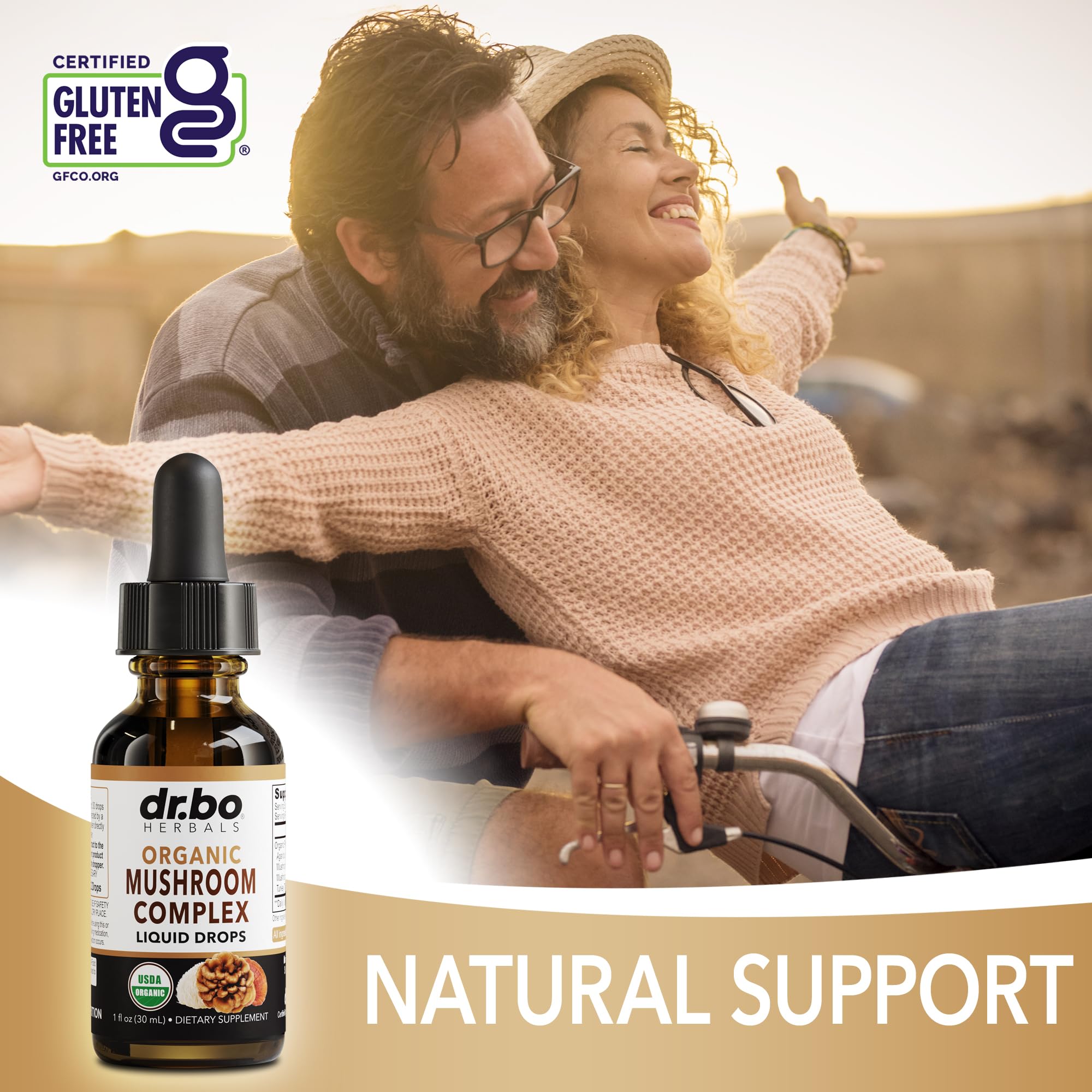 DR. BO Lions Mane Mushroom Complex Liquid Drops in lifestyle setting