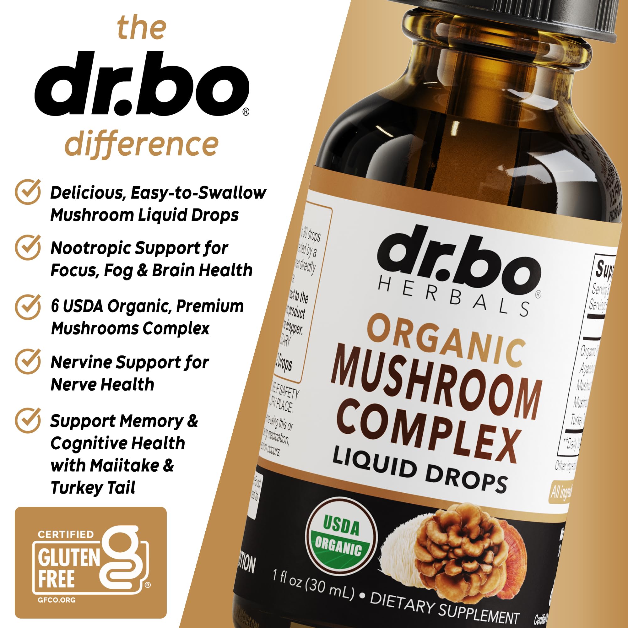 DR. BO Lions Mane Mushroom Complex Liquid Drops ingredients list