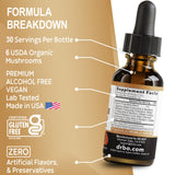 DR. BO Lions Mane Mushroom Complex Liquid Drops with glass of water