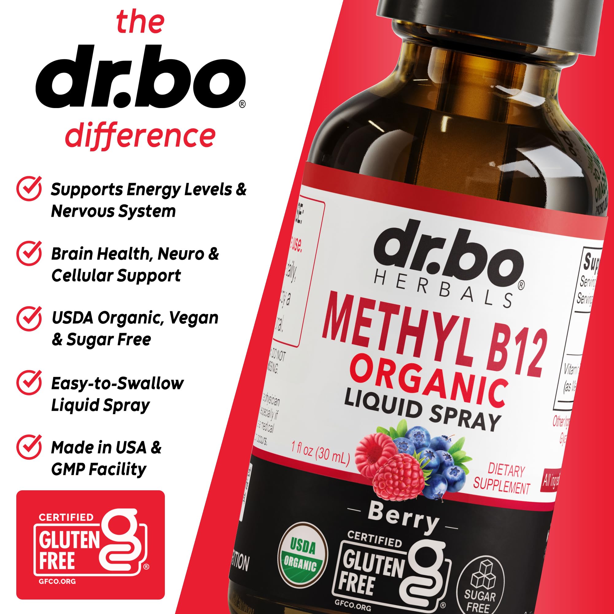 DR. BO Liquid B12 Spray cap open ready for use