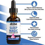 DR. BO Liquid Melatonin Kids Sleep Aid 3mg Berry Drops bottle with label