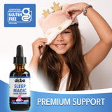 DR. BO Liquid Melatonin Kids Sleep Aid 3mg Berry Drops on a bedside table