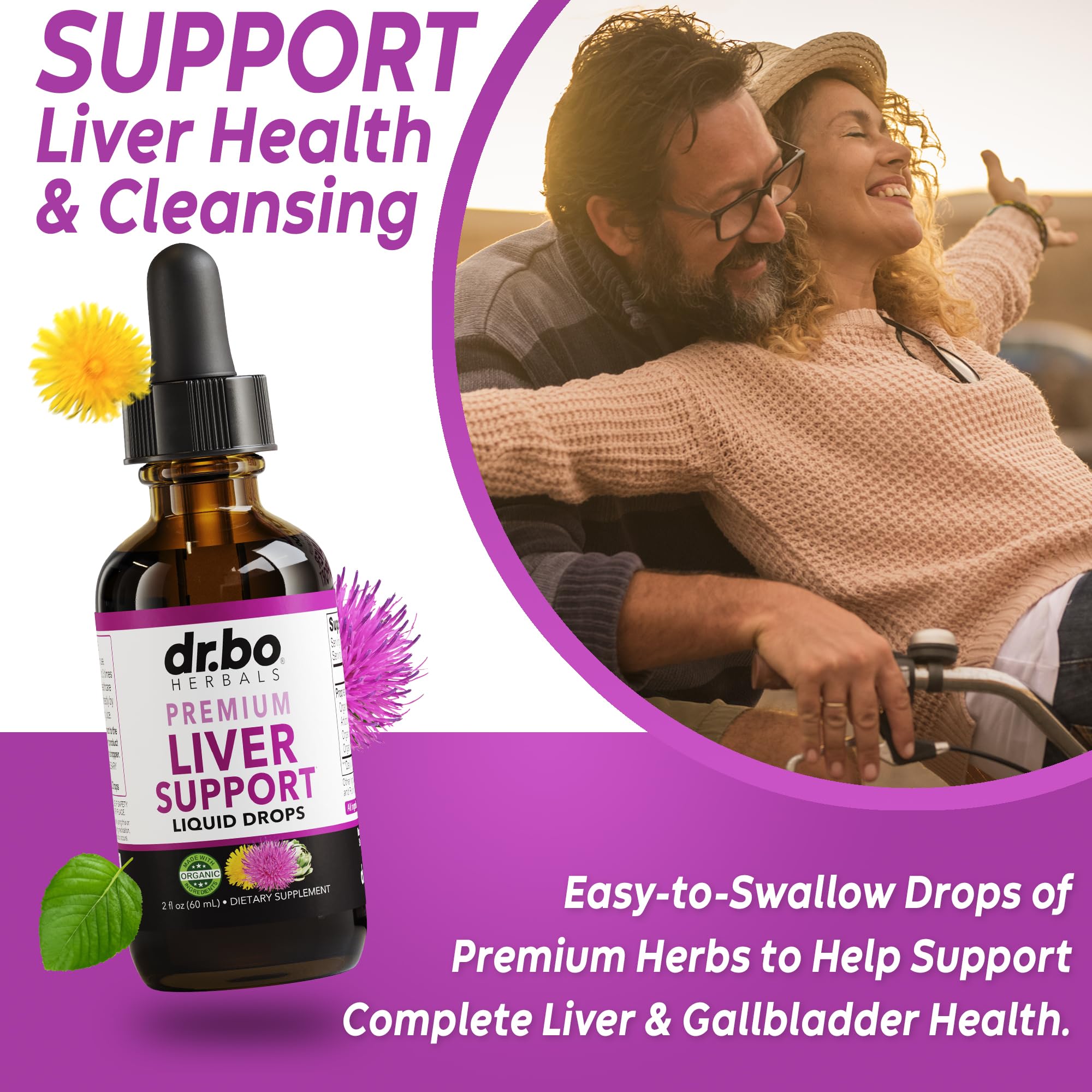 DR. BO Liver Support Drops packaging with ingredients listed