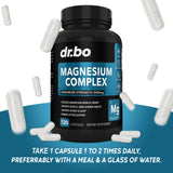 DR. BO Magnesium Complex 500mg Capsules back view with ingredients