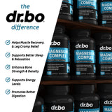 DR. BO Magnesium Complex 500mg Capsules on a wooden table