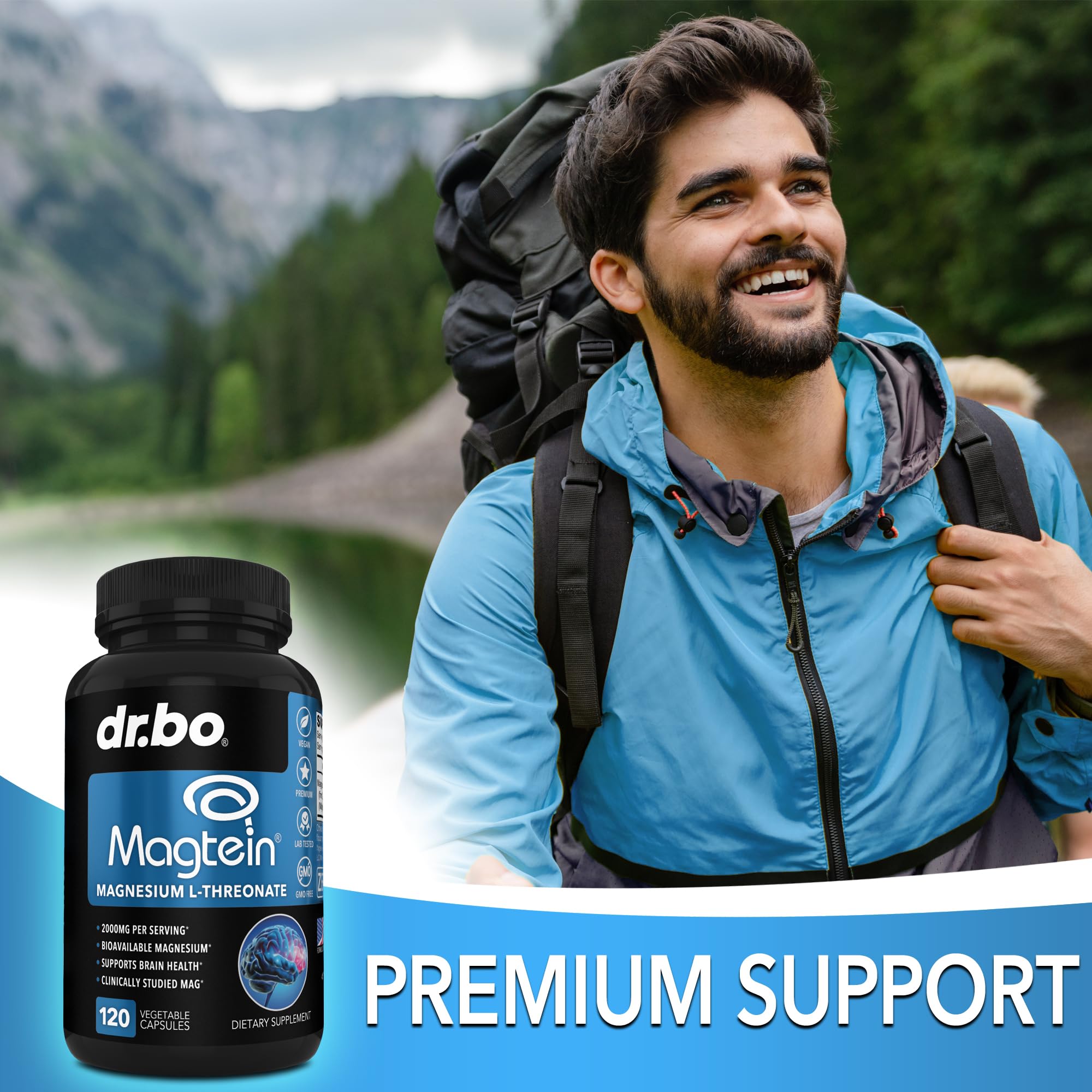 DR. BO Magnesium L-Threonate 2000mg capsules close-up