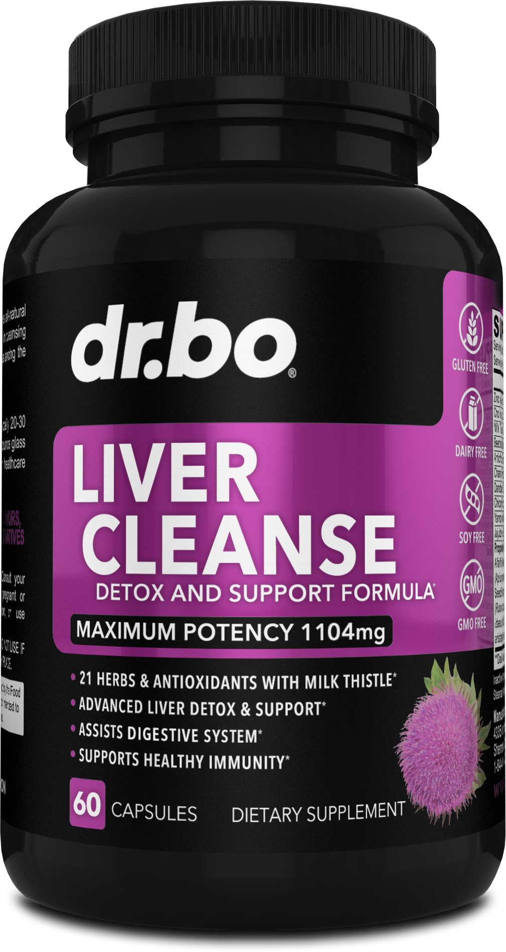 DR. BO Milk Thistle Liver Support Supplement 200mg front view