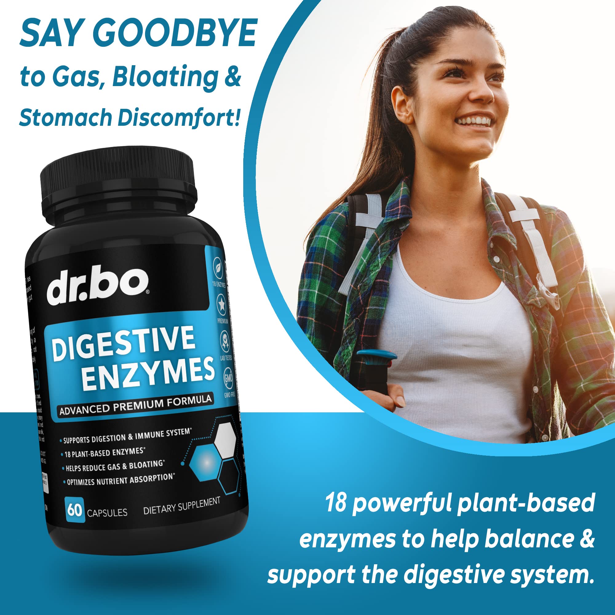 DR. BO Multi-Enzymes Supplement ingredient list close-up