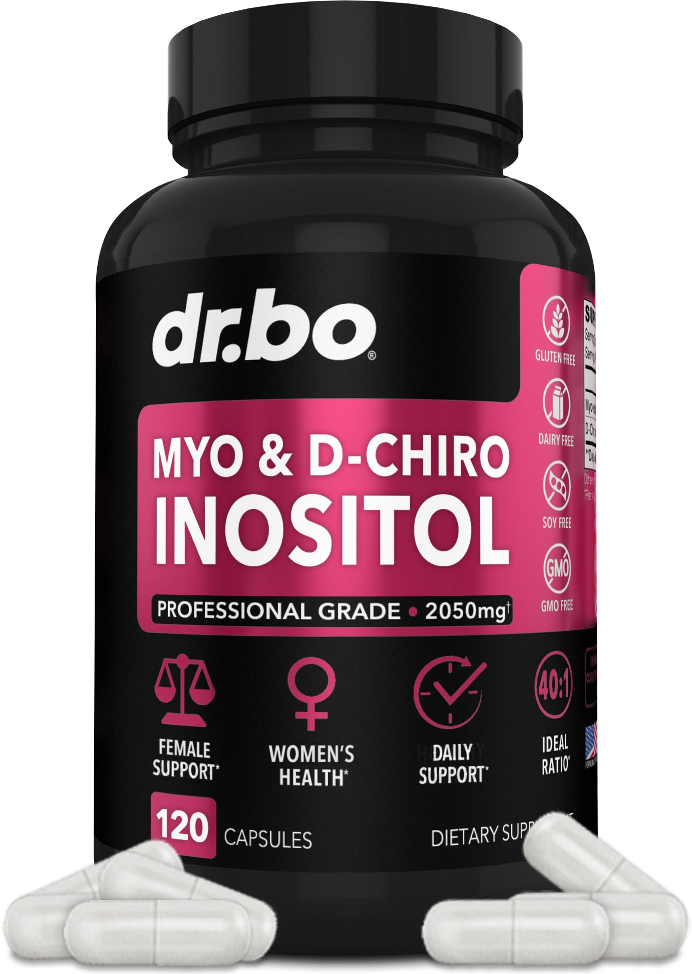 DR. BO Myo-Inositol & D-Chiro Inositol Supplement front view