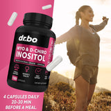 DR. BO Myo-Inositol & D-Chiro Inositol Supplement on a wooden table