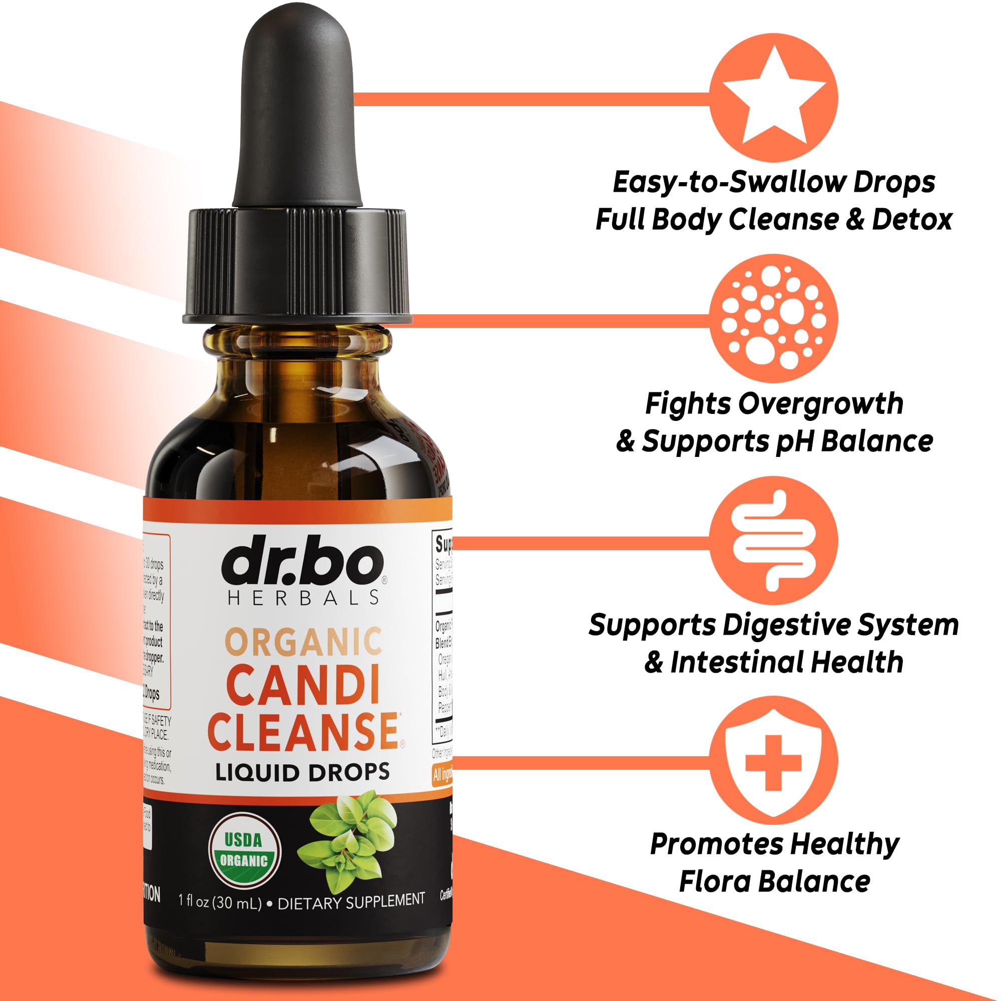 DR. BO Oregano Oil Drops 1180mg bottle side view