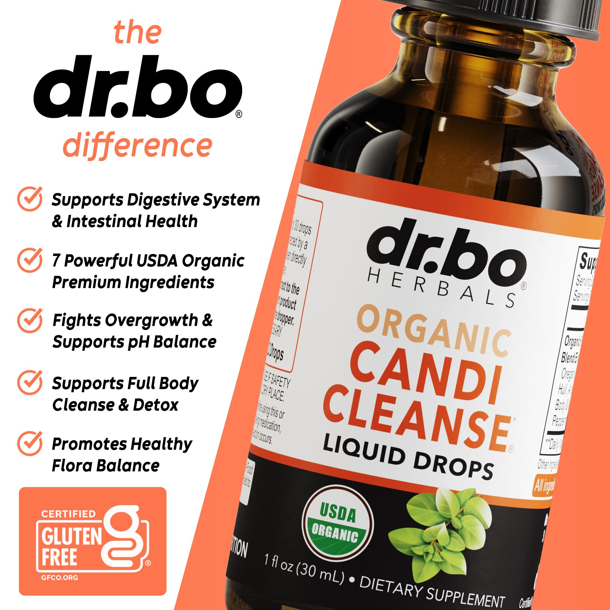 DR. BO Oregano Oil Drops 1180mg dropper close-up