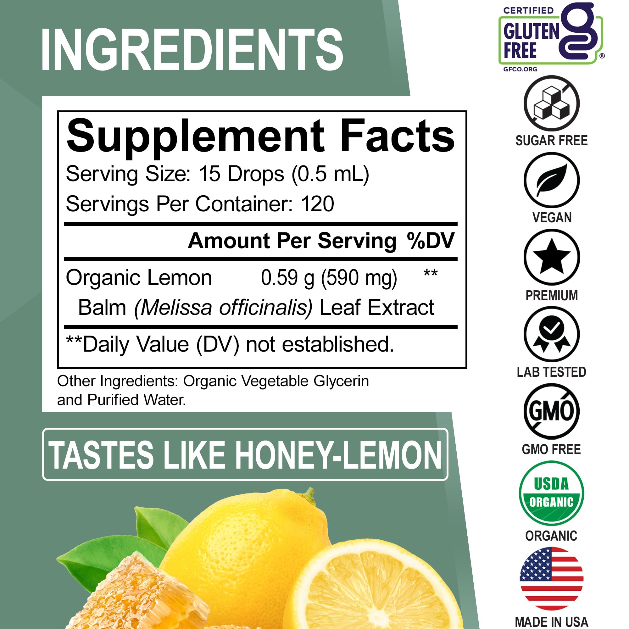 DR. BO Organic Lemon Balm Extract Tincture 2oz packaging