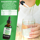 DR. BO Organic Liquid Probiotic Drops bottle with measuring spoon