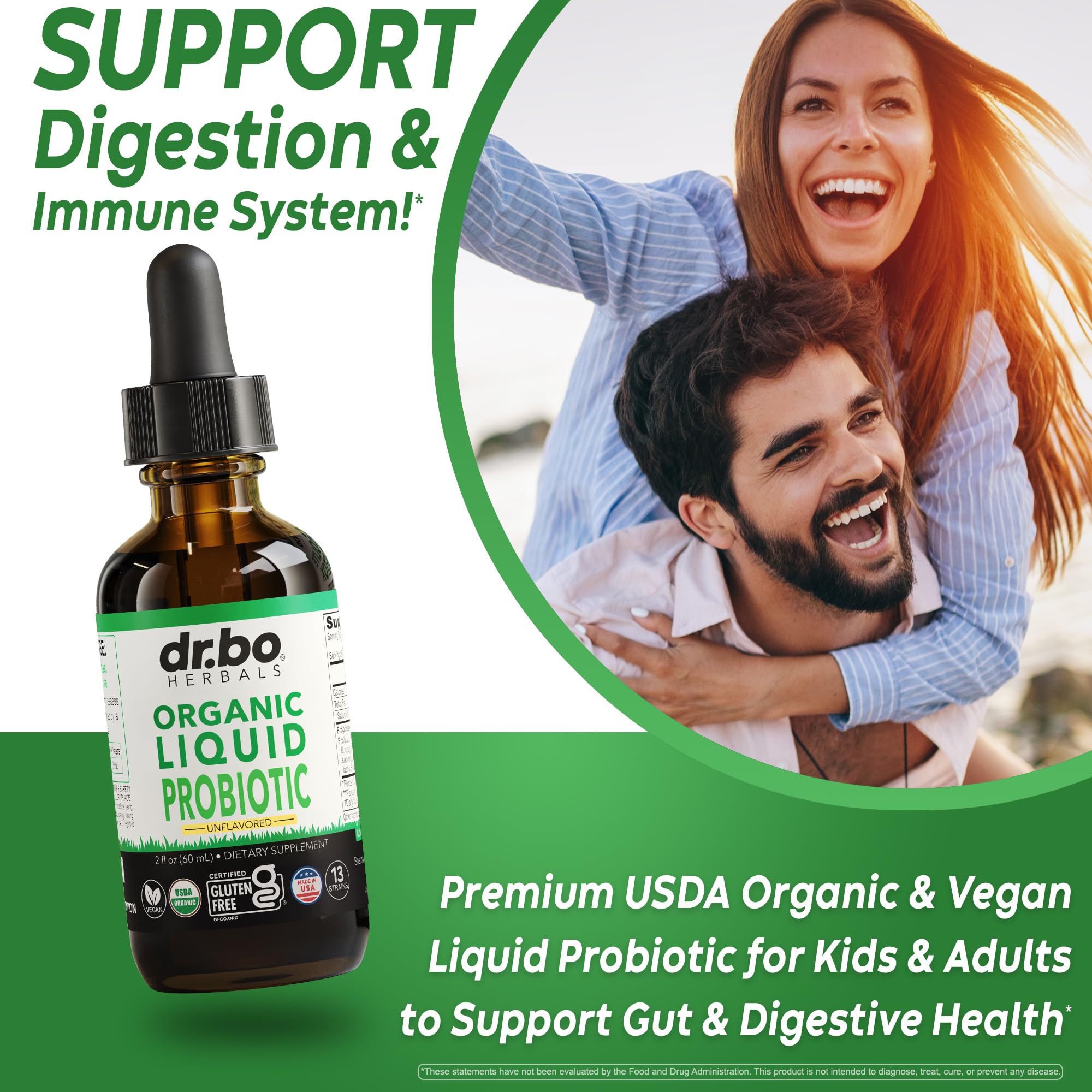 DR. BO Organic Liquid Probiotic Drops close-up of dropper