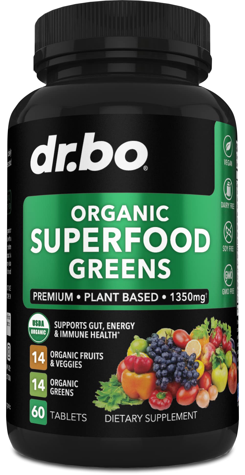 DR. BO Organic Spirulina Superfood Tablets front view