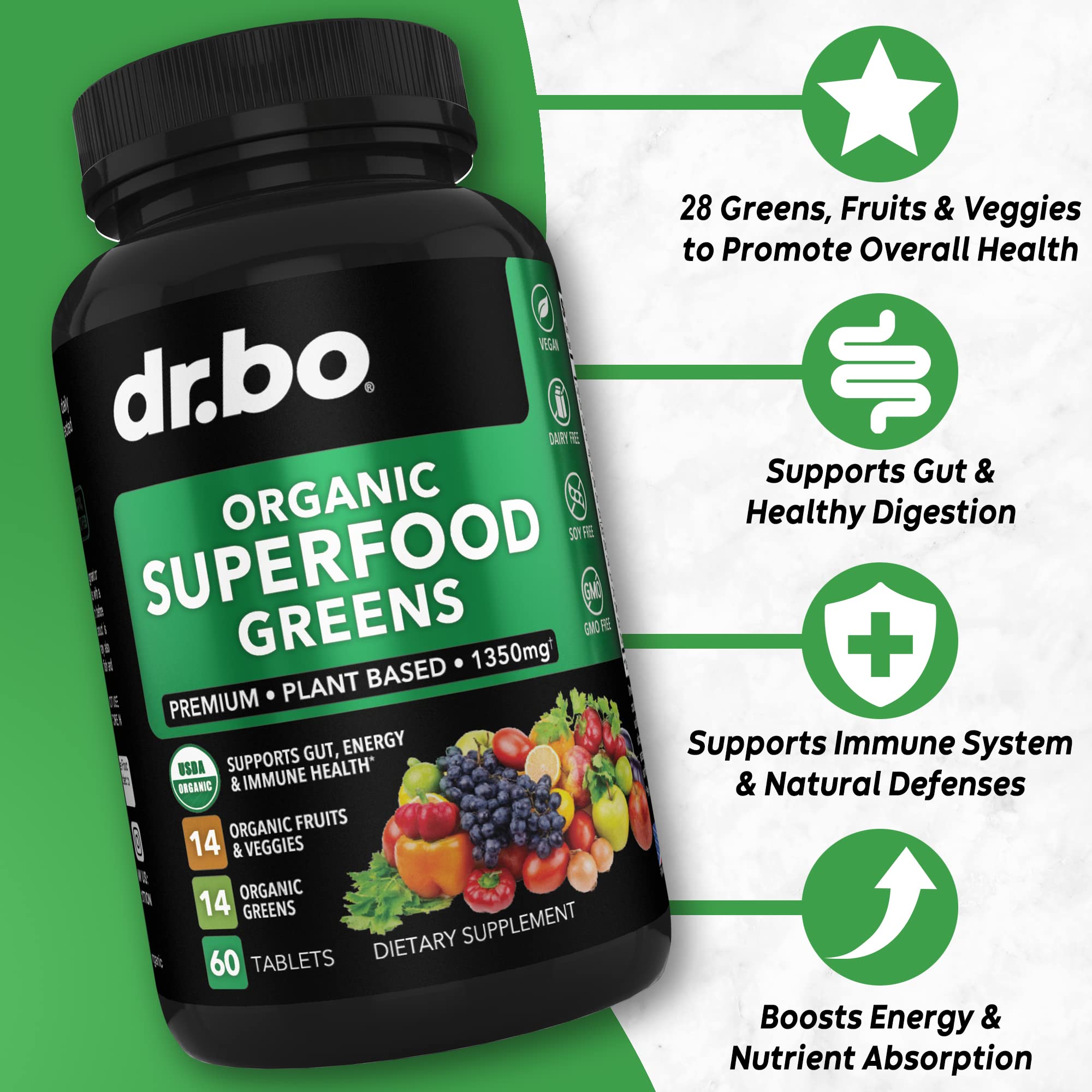 DR. BO Organic Spirulina Superfood Tablets packaging