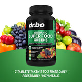 DR. BO Organic Spirulina Tablets and fruits