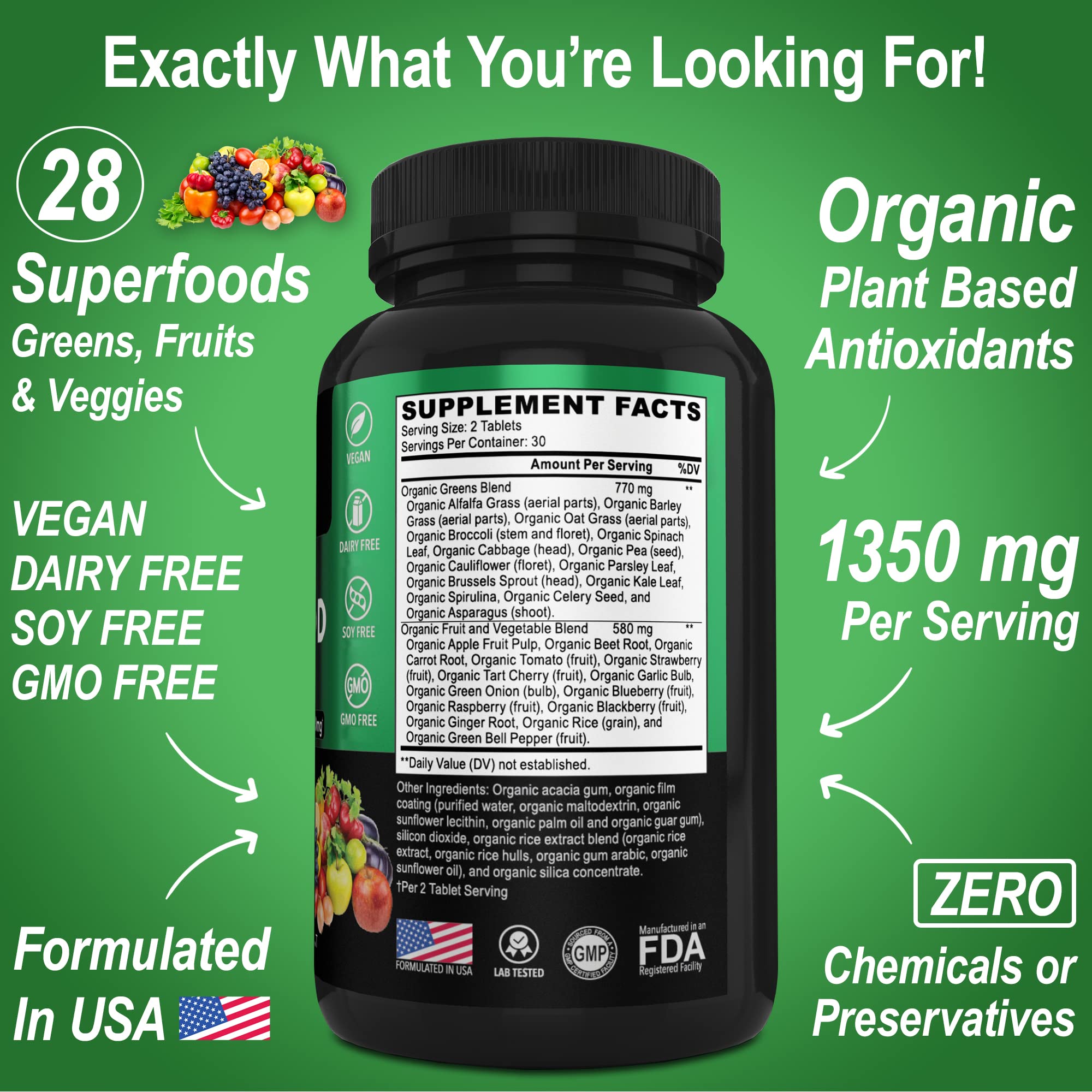 DR. BO Organic Spirulina Tablets with fresh greens