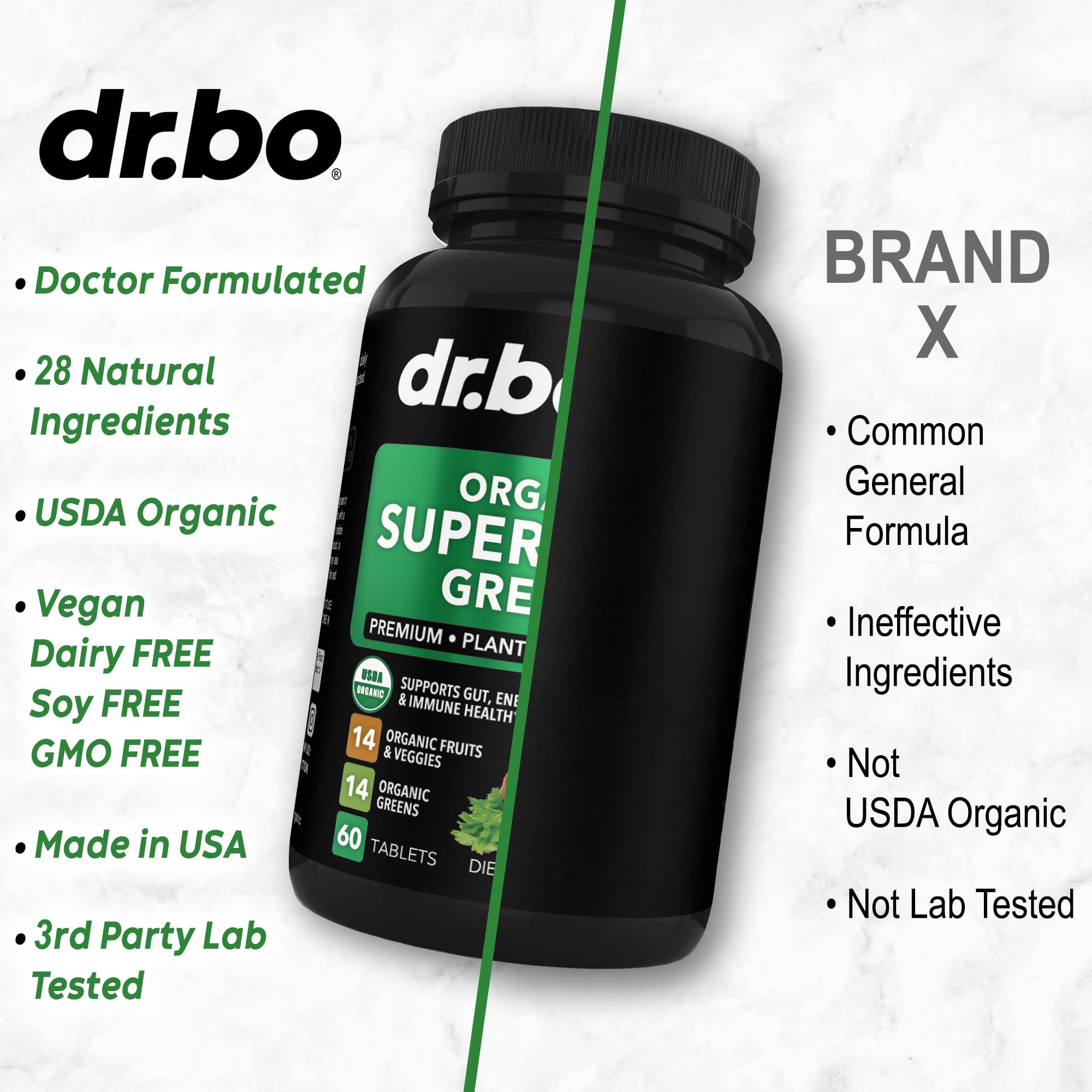 DR. BO Organic Spirulina Tablets with measuring spoon
