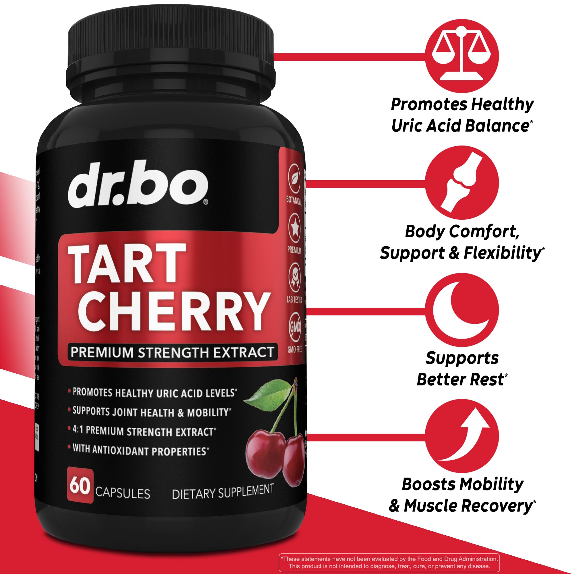 DR. BO Tart Cherry Extract Capsules 4:1 extract close-up