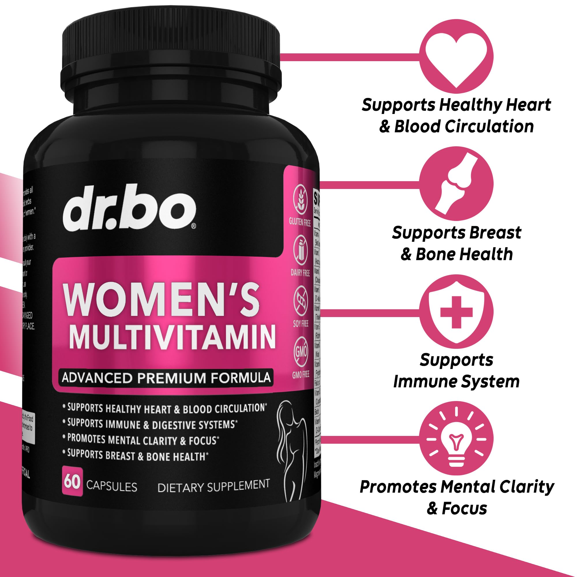 DR. BO Women's Multivitamin Supplement side view