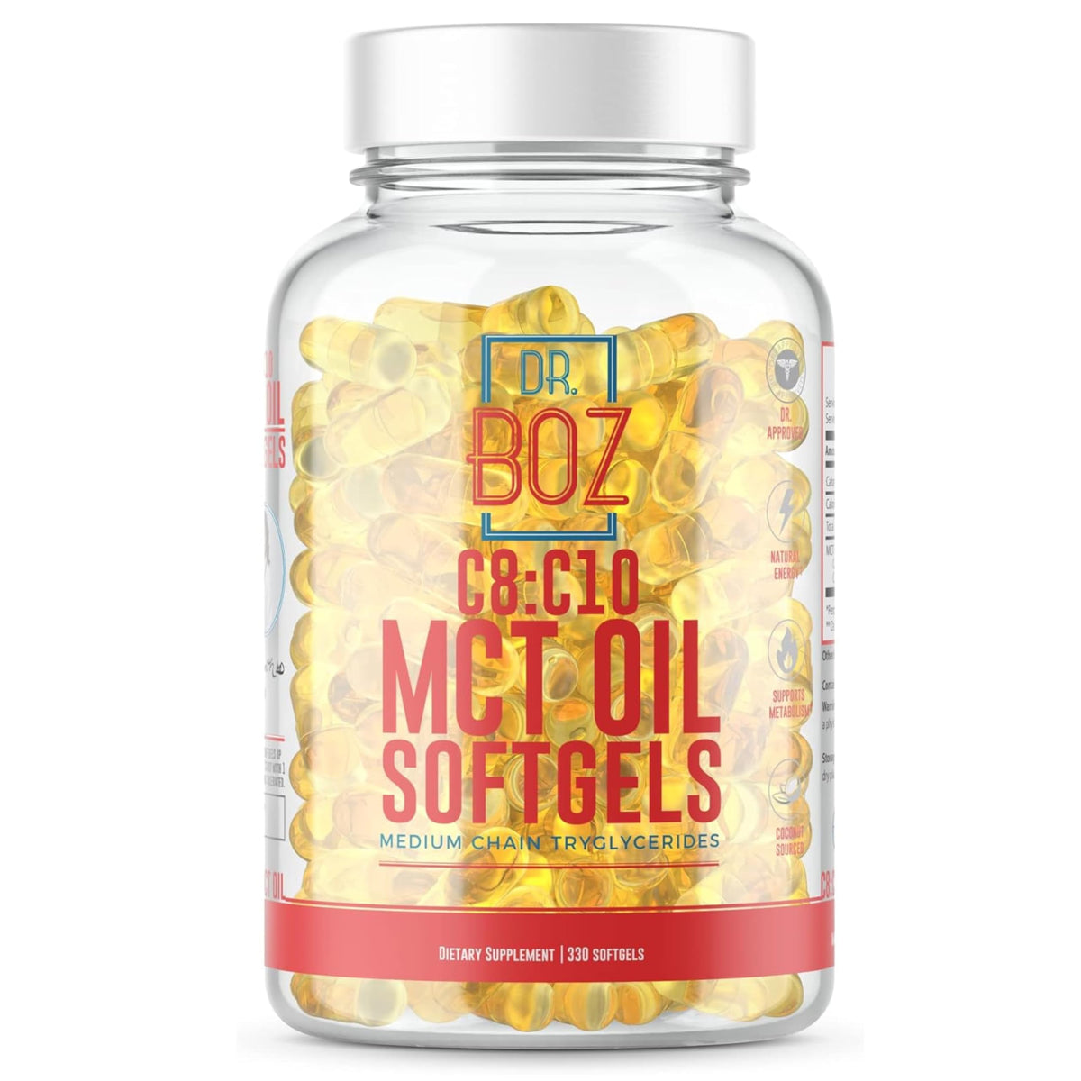 Dr. Boz MCT Oil Softgels 1500mg C8 + 1050mg C10 front view