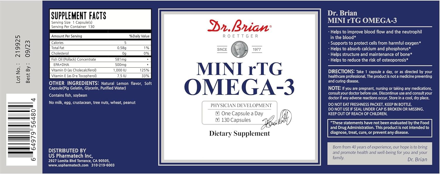 DR.BRIAN ROETTGER Omega 3 Fish Oil Supplement ingredients list