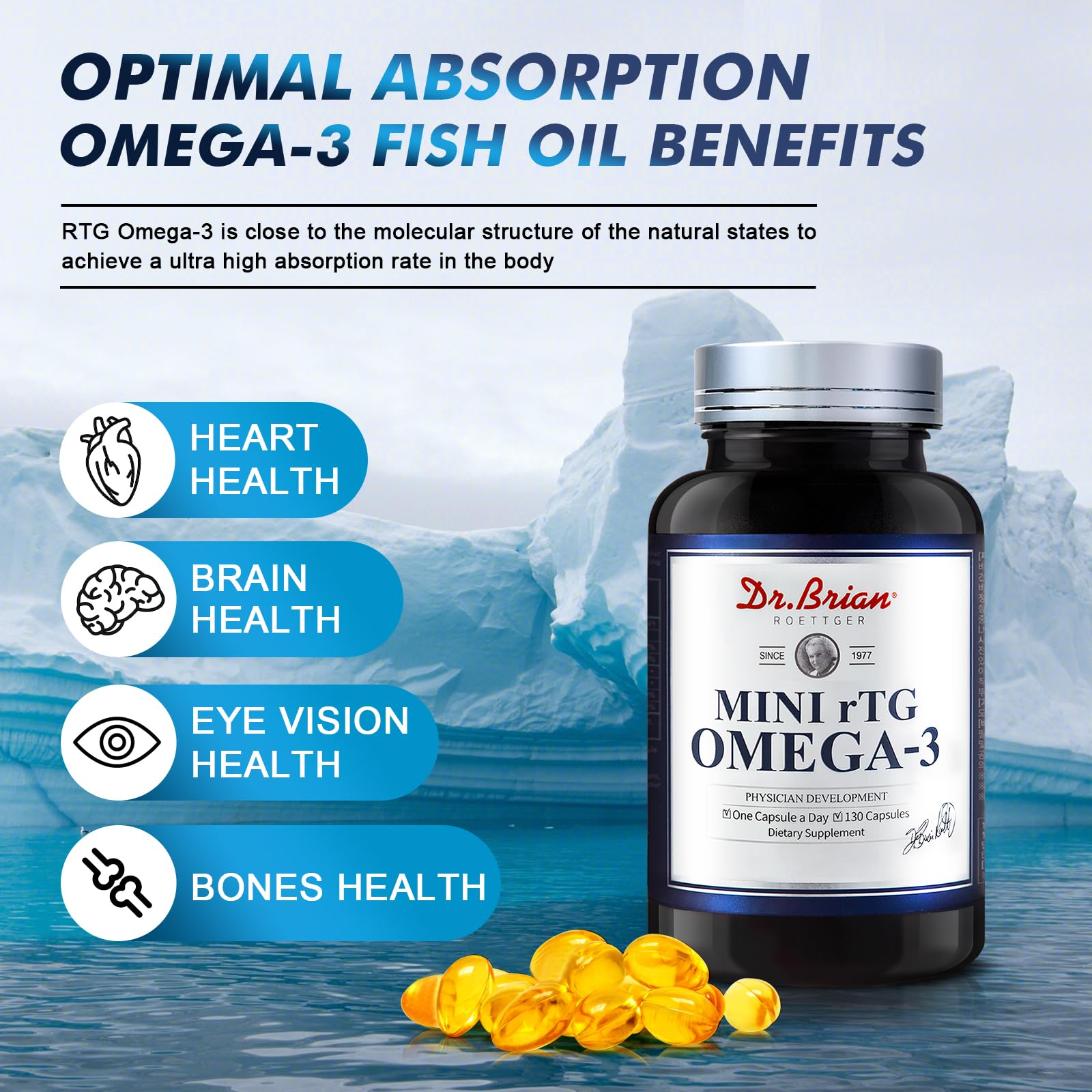 DR.BRIAN ROETTGER Omega 3 Fish Oil Supplement side view