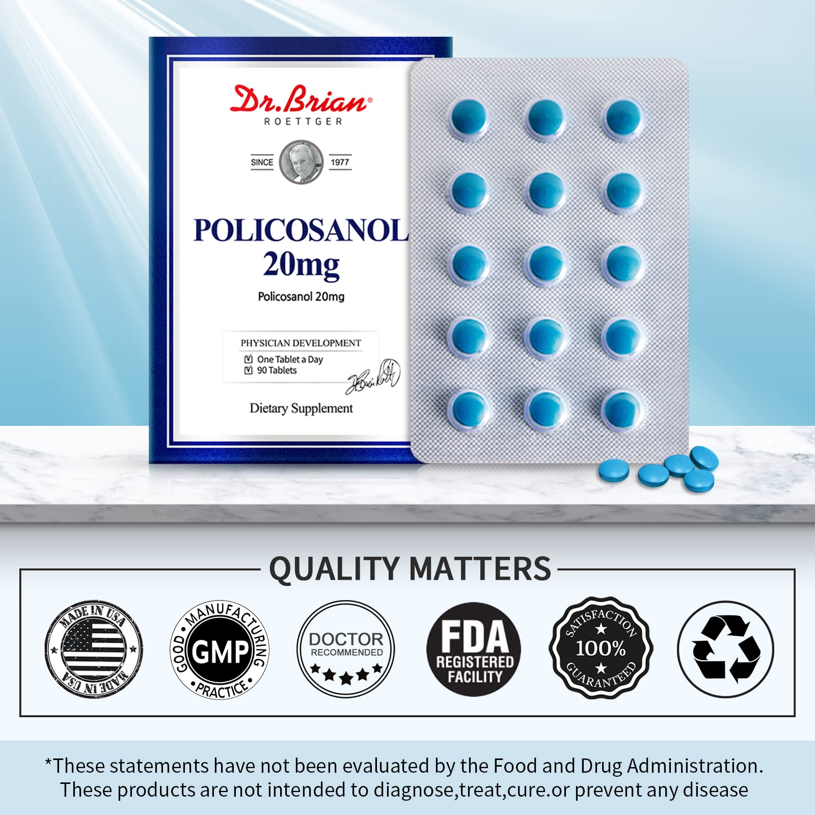 DR.BRIAN ROETTGER Policosanol 20mg Tablets side view