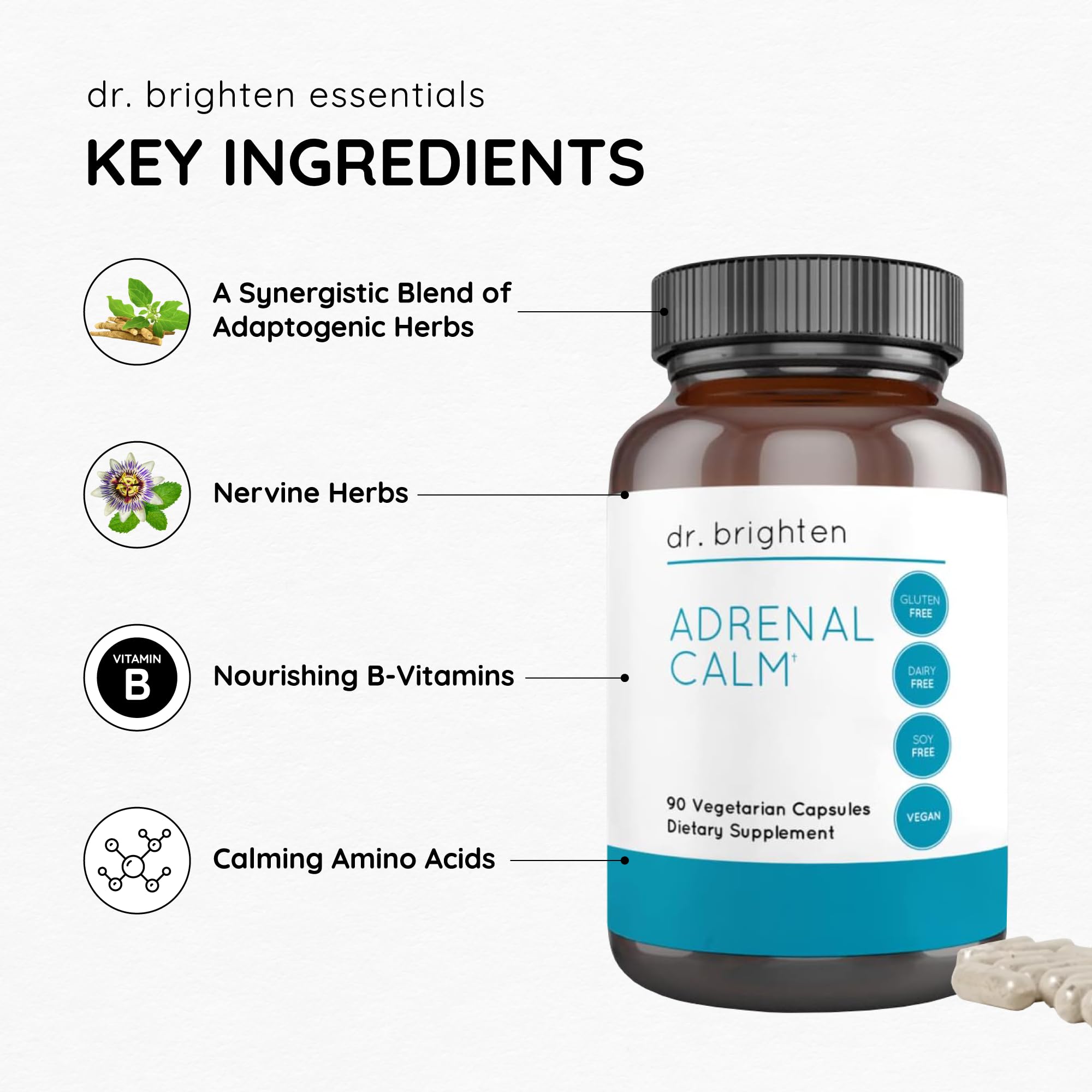 Dr. Brighten Adrenal Calm bottle with label