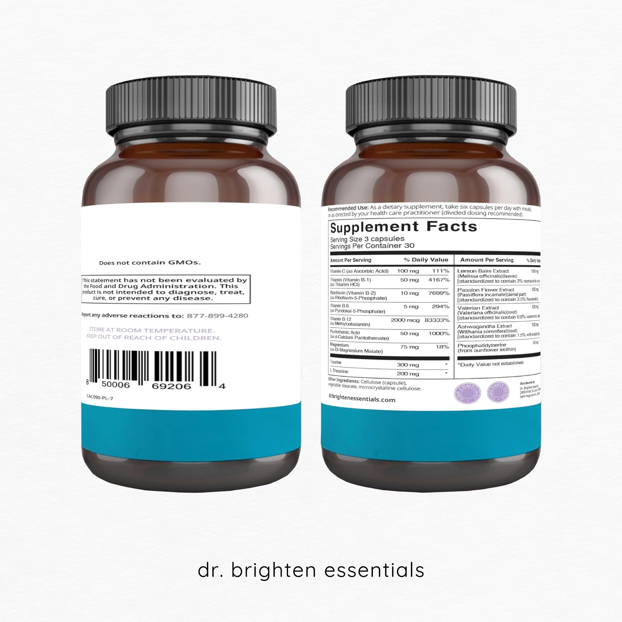 Dr. Brighten Adrenal Calm capsule side view