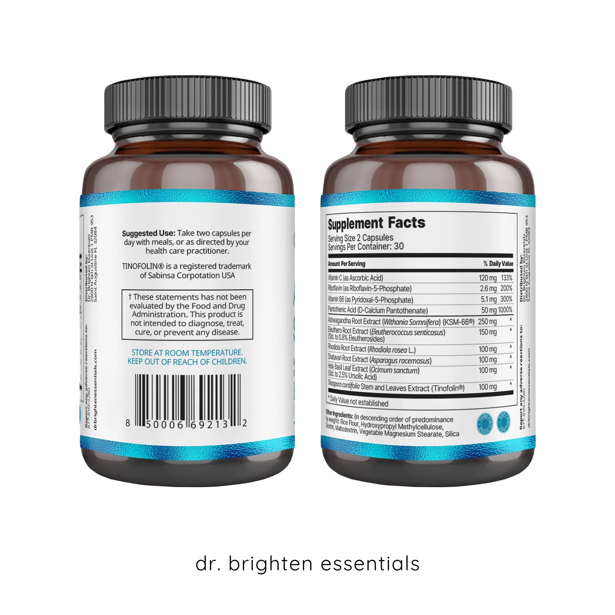 Dr. Brighten Adrenal Support Capsules side view