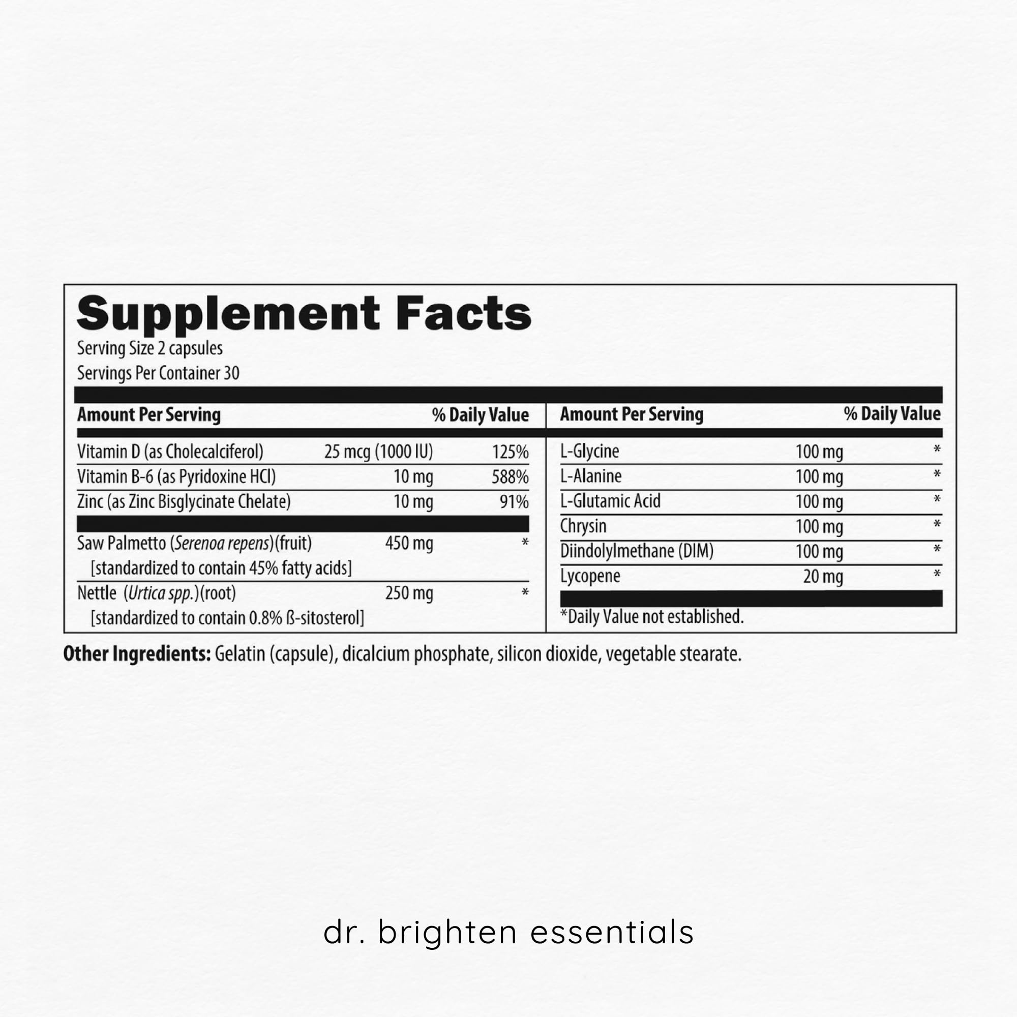 Dr. Brighten Saw Palmetto Plus bottle with label