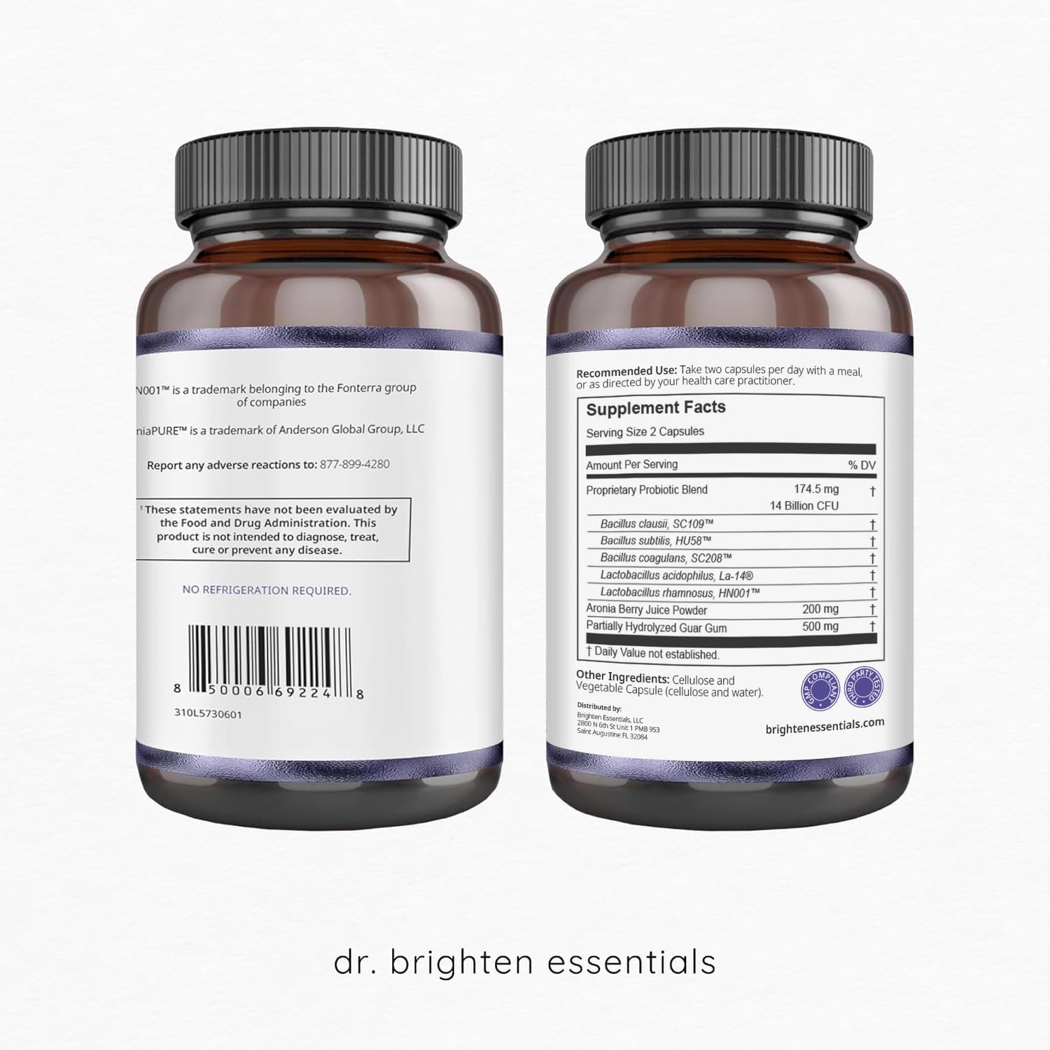 Dr. Brighten Women's Probiotic Supplement side view