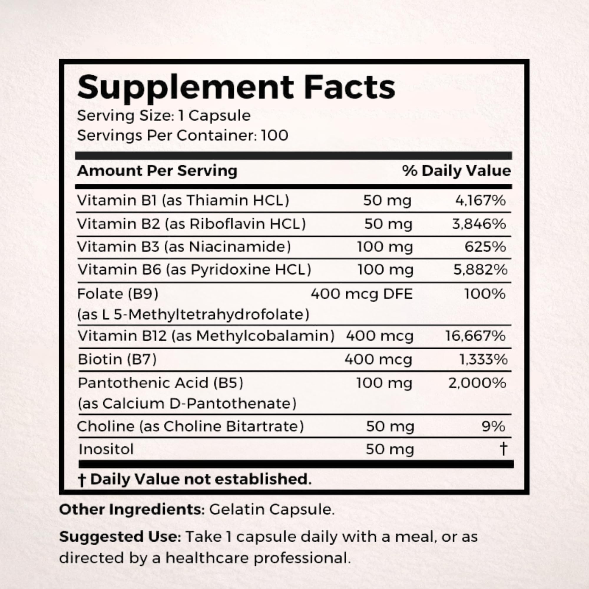 Dr Clark Store B-Complex Daily Supplement 60 Capsules back view