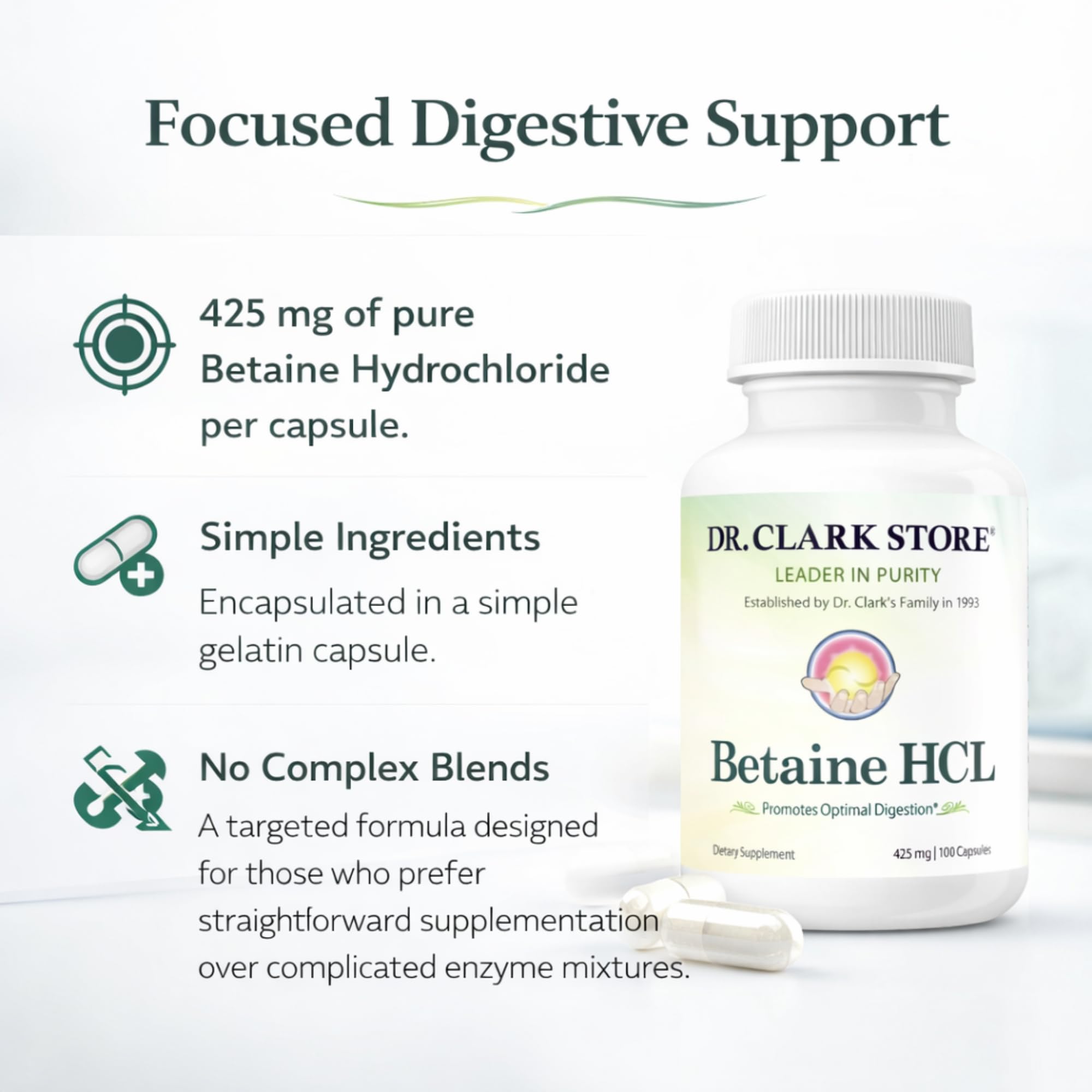 Dr Clark Store Betaine HCL Capsules packaging