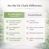 Dr Clark Store Betaine HCL Capsules with a glass of water