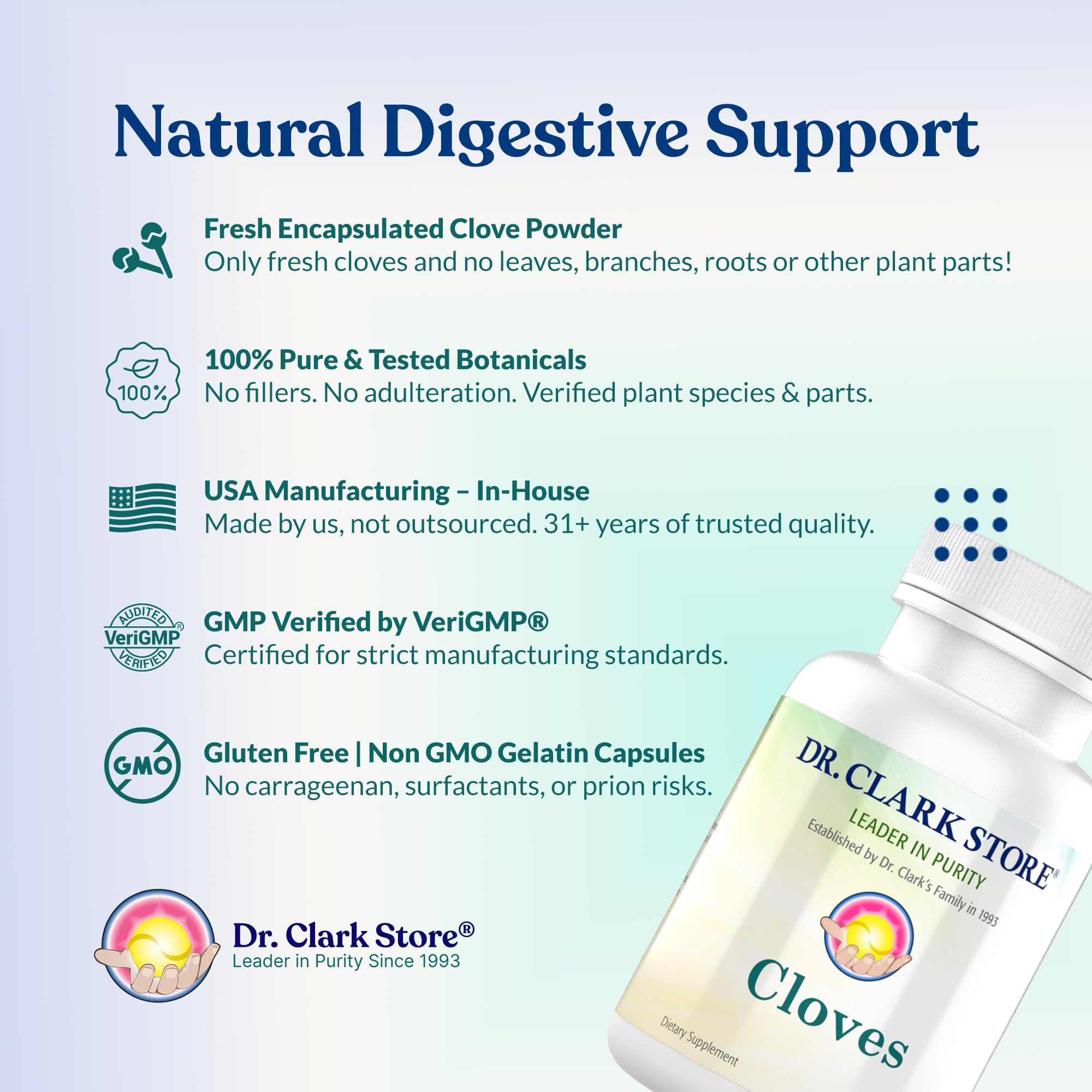 Dr Clark Store Clove Bud Powder Capsules 500mg nutritional information