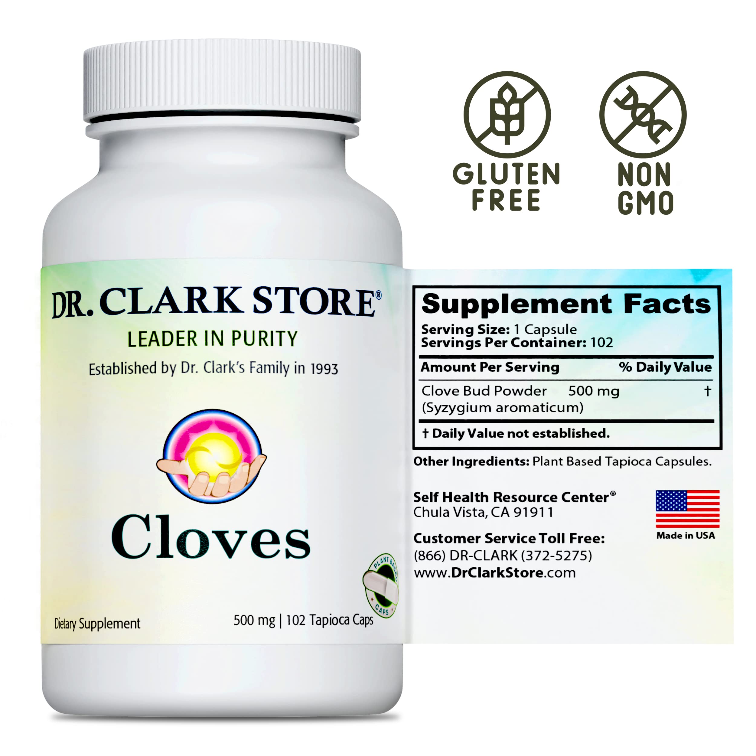 Dr Clark Store Cloves Dietary Supplement 500mg ingredients list